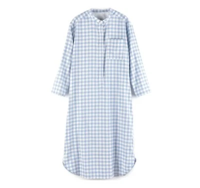 Мужская ночная рубашка из 100% хлопка ночная одежда с длинным рукавом мягкая свободная пижама рубашка для сна - Изображение 1 из 4