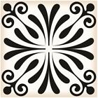 Mi Alma Wall Decal Stickers 7"X7" Arabesque Floral Vinyl Peel+Stick Tile Black