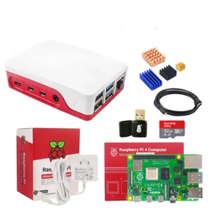 Raspberry Pi 4 (2/4/8GB) Full Kit - Official Case PSU, 32GB SD Card, Heatsinks - Picture 1 of 10
