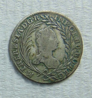 1763 KINGDOM OF BOHEMIA (AUSTRIA) 20 KREUZERS SILVER COIN ~ MARIA THERESA - Imagem 1 de 2