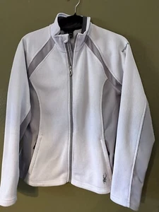 Spyder Jacket Men MEDIUM White Fleece Line Waffle Knit Full Zip Raider - Picture 1 of 11