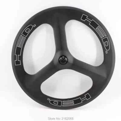 700C 3 Spokes Road Track Fixed Gear Bike Matt 3K Full Carbon Bicycle Wheels Rims - Image 1 of 4