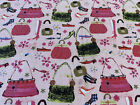 Cotton Canvas Fabric Pink Handbag Purse & Shoes Boots Heels 110 m  x 70 cm Wide