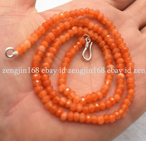 Lots 2x4mm Faceted Orange Topaz Rondelle Gemstone Necklace 16-28" Silver Clasp - Picture 1 of 12