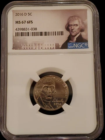 2016 D Jefferson Nickel 5c NGC MS 67 6FS Full Steps Cover