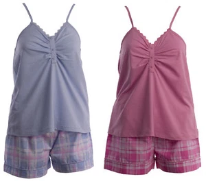 Damas Slenderella Pijama Ligero Correa de Espagueti Top y Pantalones Cortos de Tartán PJs - Imagen 1 de 13