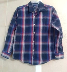 Boys Faded Glory Vintage Wash Plaid Button-Up Shirt Medium (8/10) - Picture 1 of 6