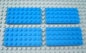 LEGO Lot of 4 Blue 4x8 Plates - Picture 1 of 1