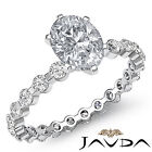 Eternity Prong Bar Setting Oval Natural Diamond Engagement Ring GIA F SI1 1.4Ct