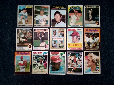 1970 1972 1973 1975 Topps Aaron Brett Gibson Banco Munson Morgan Lote 15 de Béisbol Foto 1 de 4