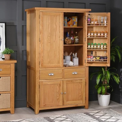 Cheshire Oak Large Kitchen Larder Pantry Cupboard - Kitchen Furniture AD60