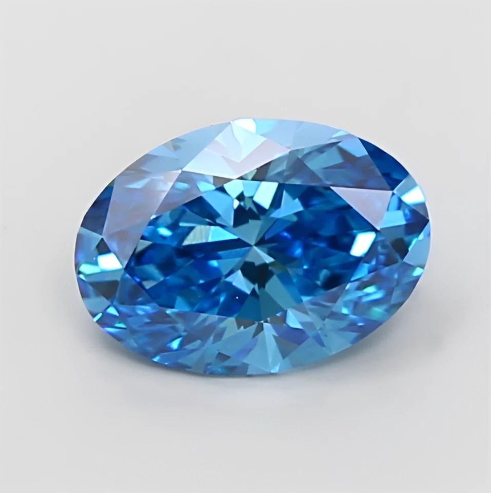 Oval Shape 1.01 Ct Lab IGI Certifide Diamond Fancy Vivid Blue Color VS1 For Ring - Image 1 of 4