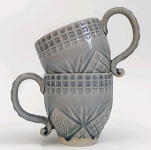 Cristal Crackled Cups Costa Nova Textured Portugal Grey 2 X Cup - Picture 1 of 9