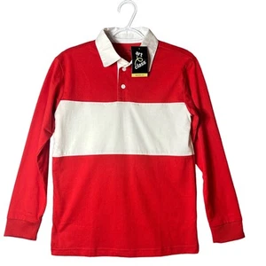 Art Class Shirt Boys L (12/14) Red White Long Sleeve Colorblock Polo Rugby NEW - Picture 1 of 9