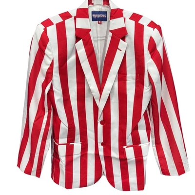 Chaqueta Elfos Tipsy Para Hombre 42 Rojo Rayas Blazer Disfraz Carnaval Payaso Navidad Foto 1 de 4