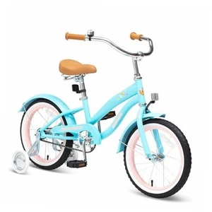  Girls Beach Cruiser Bike for Sky Blue 16" With Training Wheels & Kickstand - Picture 1 of 6