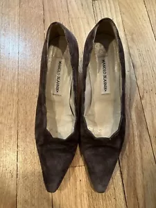 Manolo Blahnik Heels 6.5 Beautiful Brown Suede - Picture 1 of 4