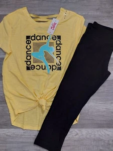 NWT Justice Girls Outfit Dance Top/Capri Leggings Size 8 (A) - Picture 1 of 1