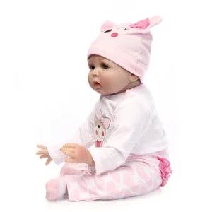 Kids Realistic Newborn Gift Full Body Silicone Baby Dolls Reborn Cloth Body - Picture 1 of 12