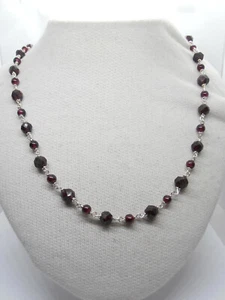 Collana in Argento 925 con Granato Naturale - Girocollo Pietre Dure - Granati - - Imagen 1 de 7