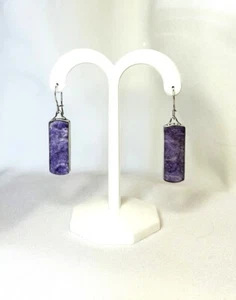 Very pretty, Natural Charoite, Sterling Silver Handmade Earrings, French Wire - Picture 1 of 3