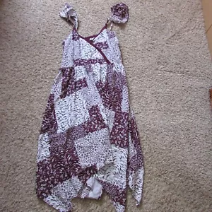Maurices 1X Pañuelo Borgoña y Blanco Parte Inferior Manga Volantes Cuello Solero - Imagen 1 de 3