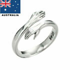 925 Sterling Silver Love Hug Ring Band Open Finger Fully Jewelry Adjustable *