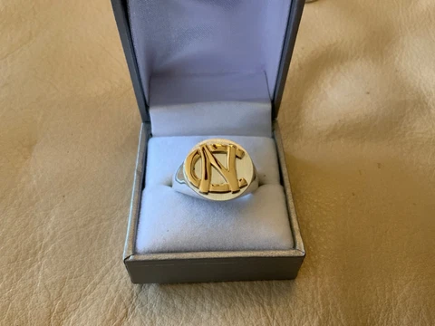 14K Gold UNC TAR HEELS University of North Carolina Sterling Signet Ring 10 3/4 Cover
