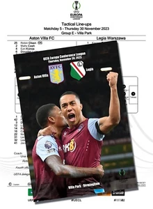ASTON VILLA England v LEGIA Warsaw Poland 2023 ECL FAN 12 pg + OFFICIAL LU - Picture 1 of 2