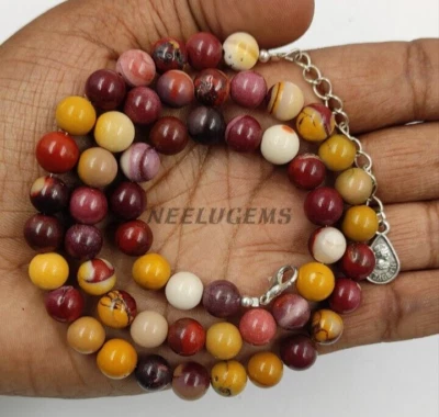 Collar de cuentas redondas de jaspe mookite natural, collar de cuentas de jaspe natural Foto 1 de 4