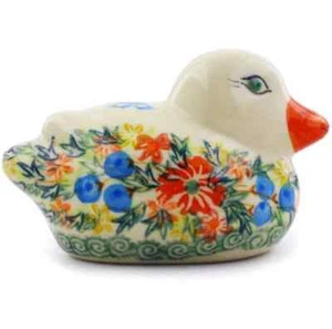 Estatuillas de pato de cerámica hechas a mano diseño de flores pintadas a mano decoración del hogar - Imagen 1 de 4