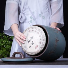 Big Canister With Lid Hand Carved Sealed Jar For Pu'er Tea Cake Yixing Zisha New