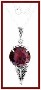925 STERLING SILVER, NECKLACE / PENDANT W/ RED STONE - Picture 1 of 3