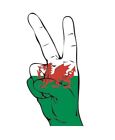 Aufkleber Peace-Finger Wales Flagge Fahne  Autoaufkleber Sticker