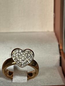 Swarovski ring 52, "Even", heart clear crystal pave, rose gold plated, pre-owned
