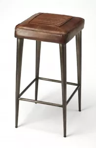 32 Marrón Y Gris Hierro sin Espalda Contador Altura Silla de Barra - Imagen 1 de 1