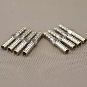 8Pcs 6mm 1/4" Brass Fitting Pipe Tubing Straight Union Hose Barb Water Gas Air - Picture 1 of 6