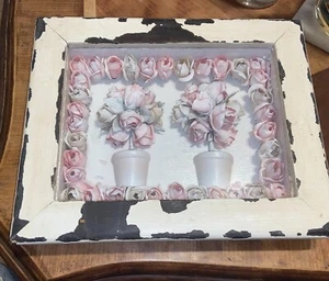 Rustic Picture- Two Pink And White Flower Bushels Rustic Art Decor - Home Decor - Picture 1 of 3