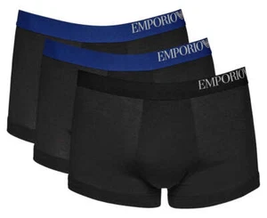 Emporio Armani Men's Soft Touch Eco Fibre Trunks 3-Pack - Black - Picture 1 of 9