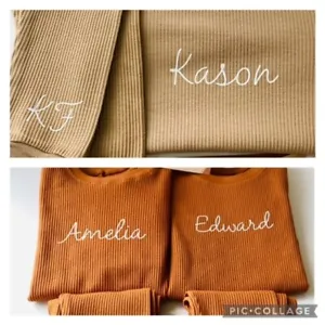 Personalised Kids Quality Soft Ribbed Loungewear Set  1/2 -  6/7 Yrs 3 Colours - Picture 1 of 18
