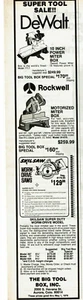 Vintage Print Ad 1979 The Big Tool Box DeWalt Rockwell SkilSaw Miter Box Saws - Picture 1 of 2