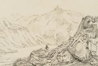 J. ERHARD (1795-1822), Jäger am Böckhardsee, um 1815, Radierung Romantik - Bild 1 von 4