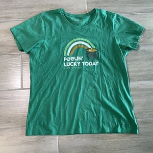 Life is good grünes Kurzarm T-Shirt Feeling unlucky today Rundhals Gr. XL - Bild 1 von 9