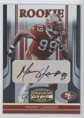 2006 Donruss Gridiron Gear Gold Signatures /250 Manny Lawson #172 Rookie Auto RC - Image 1 of 2