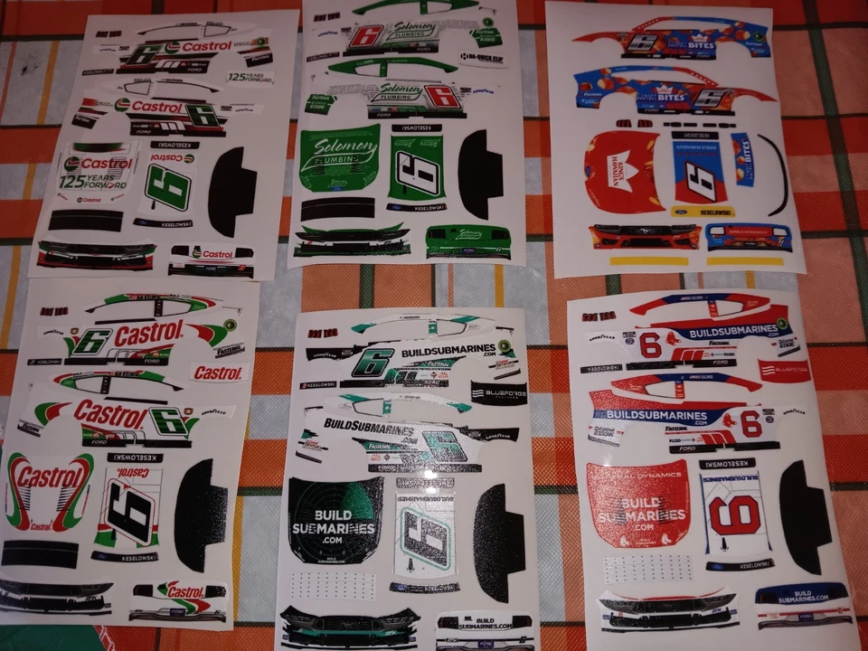 Lote de 6 calcomanías Brad Keselowski 2024 1/64 calcomanías pelar y pegar Foto 1 de 1