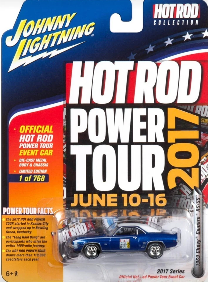 Raro 1 de 768 Johnny Lightning 1969 Camaro RS/SS 2017 Hot Rod Power Tour Difícil de encontrar Foto 1 de 4