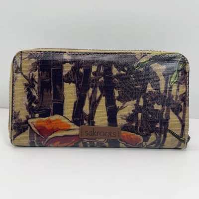 SAKROOTS Wallet Large Zip Around Smartphone Wristlet Coated Canvas Organizer - Image 1 of 4