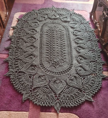 Tapete de malha manual 86,6”x63” poliéster feito à mão - Imagem 1 de 4