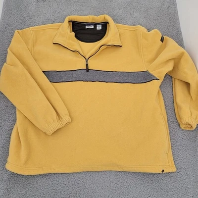 Suéter Izod Para Hombres XXL Manga Larga Pullover Amarillo Cuarto Cremallera Logo Grueso Vellón Foto 1 de 4