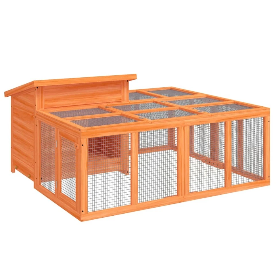 Rabbit Hutch Marrón Madera Maciza de Pino 57.1 x 48.4 x 26.6 pulgadas Duradero VidaXL Foto 1 de 1